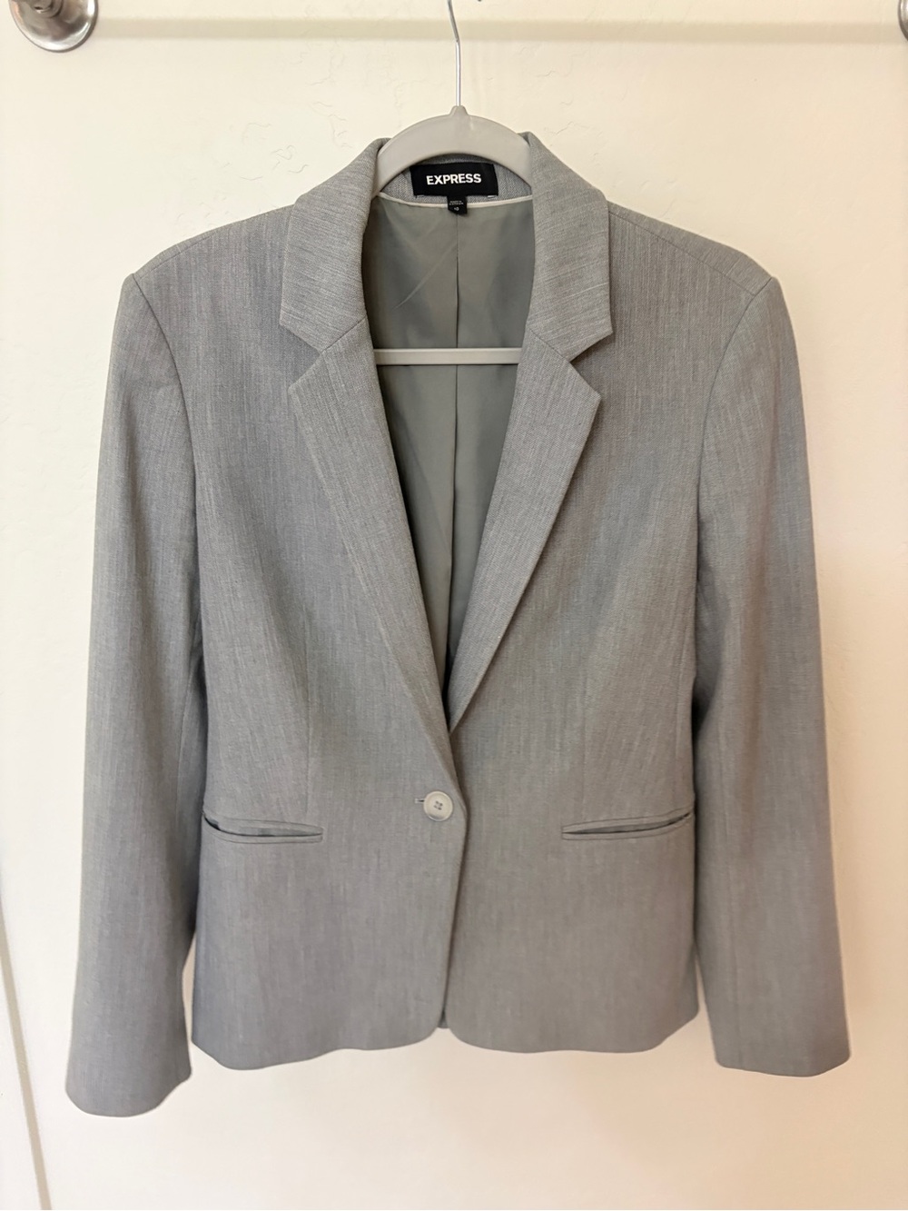 Express Light Gray Single-Button Women's Blazer